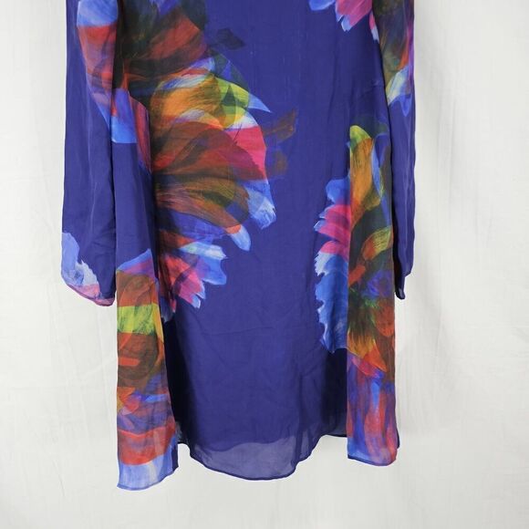 ANTHROPOLOGIE LEIFSDOTTIR WATERCOLOR DRESS Fanned Floral SIZE SMALL Flaw - Picture 3 of 8